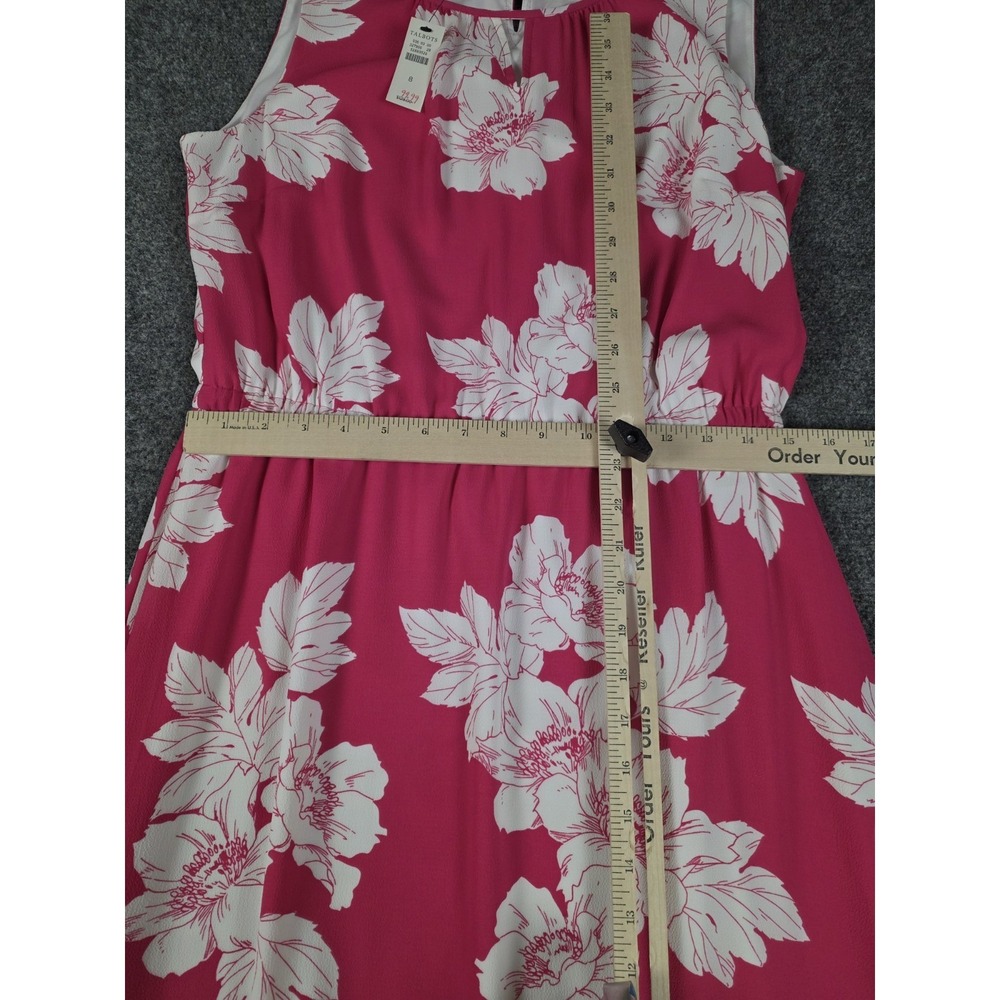 TALBOTS NWT Crepe Floral Blouson Lined Keyhole Flounce Dress Size 8 Pink - Picture 3 of 12